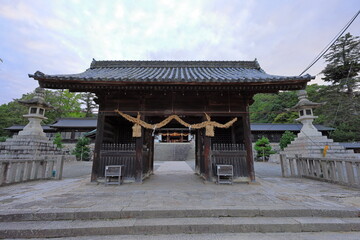 Obraz premium Kibitsuhiko Shrine, Shinto shrine with an inner shrine rebuilt in 1697 in Okayama, Japan