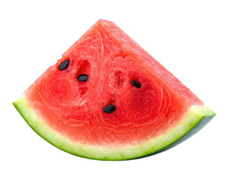 Watermelon slice juicy, pink fruit with black seeds