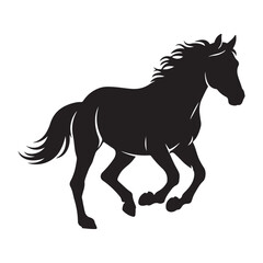 Obraz premium Silhouette of a running black horse