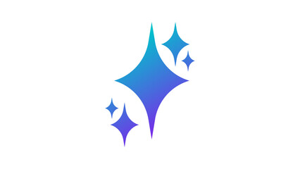 Blue gradient sparkle stars icon shining brightly on a white background.