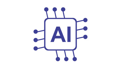 Artificial Intelligence AI processor chip icon vector illustration.