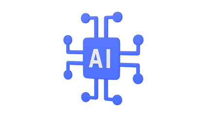 Blue Artificial Intelligence AI technology icon symbol.