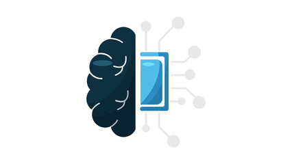 Symbol of artificial intelligence with human brain and microchip.