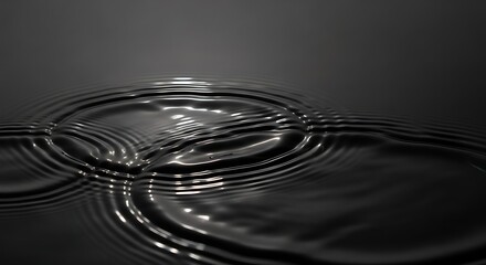 Sleek black liquid with mesmerizing ripples, perfect for cutting-edge product visuals or creating a dramatic, modern abstract design in your next project