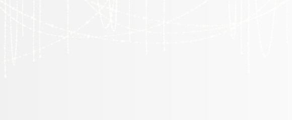 Christmas and New Year glowing garlands of bulbs and lights. Design element for holiday cards, backgrounds, business cards, vector png on transparent background.