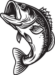 largemouth bass jumping with mouth open on white background fish leaping