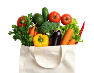 Veggies in a tote fresh, colorful, & healthy