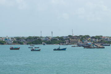 Fototapeta premium India, Gujarat, Saurashtra, View of Okha Town, The Last Town To Arabian Sea of India. 