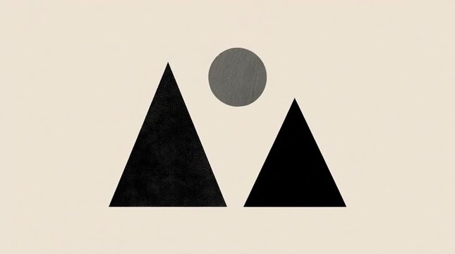 Geometry. Figure. Shape. Geometric forms. Mathematics. Animation suitable for visual effects, mathematical presentation. Rotating grey circle and black triangles