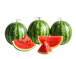 Watermelons, whole and sliced, vibrant red flesh