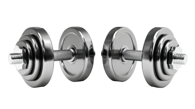 A single heavy metal dumbbell for strength training and fitness, isolated on a white background