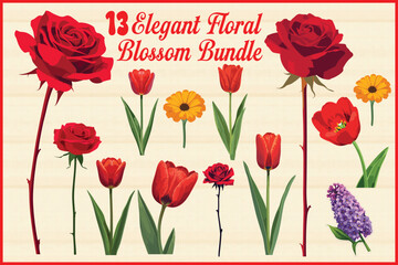 Elegant floral blossom bundle for spring designs