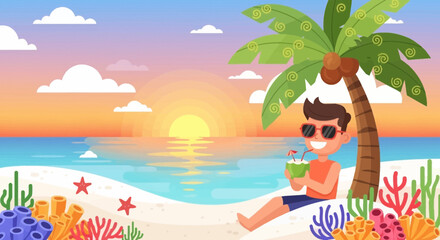 A relaxing tropical beach getaway with serene sunset ambiance in paradise