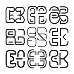 Abstract geometric font design with rounded corners