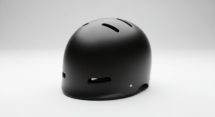 Fototapeta premium Black Bicycle Helmet on White Background for Safety.