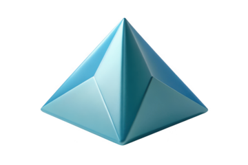 3d rendered light blue pyramid shape geometric design element illustration graphic resource isolated on transparent background