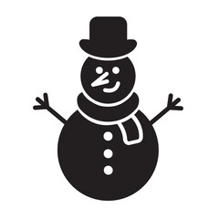 Solid Christmas snowman icon vector illustration