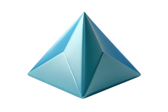 3d rendered light blue pyramid shape geometric design element illustration graphic resource isolated on transparent background