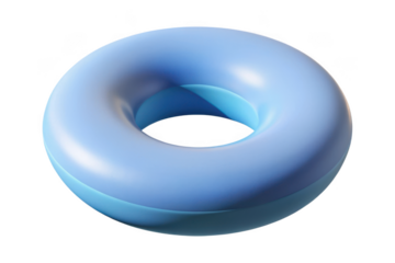 3d rendered blue donut torus shape, geometric figure, abstract design element, modern art, digital illustration, isolated on transparent background
