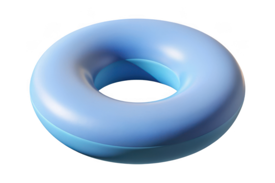 3d rendered blue donut torus shape, geometric figure, abstract design element, modern art, digital illustration, isolated on transparent background