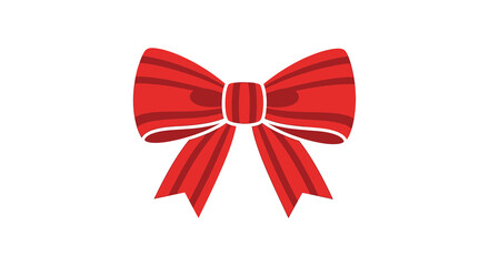 Vibrant red ribbon bow with white trim isolated on a white background for decoration and celebration