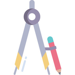 Drawing Compass and Pencil Icon with a Transparent Background symbolizing Geometry Mathematics and Engineering Concepts