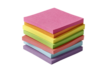 Stacked colored square paper notes, vibrant hues
