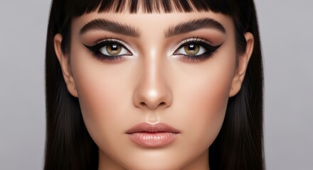 Fototapeta premium Young caucasian female with bold makeup and straight hair