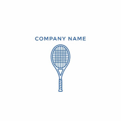 Blue Tennis Racket Logo Design for Company Name.