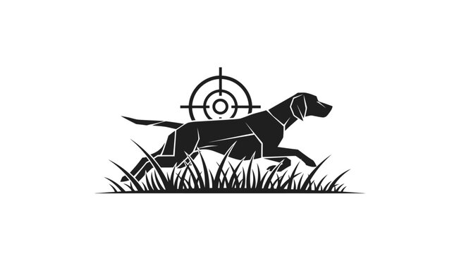 Pointer dog on the hunt in tall grass with target, symbolizing accuracy and skilled tracking,