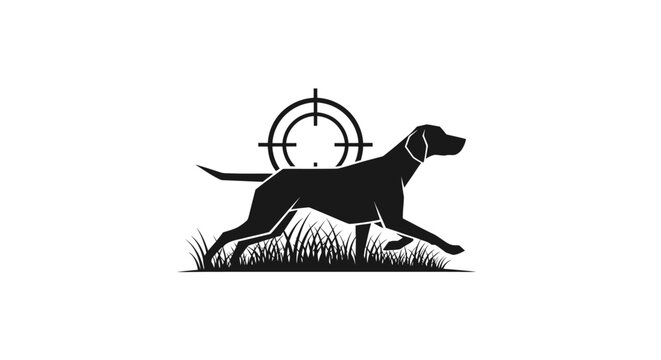 Sleek hunting dog silhouette with crosshair target symbolizing precision and agility