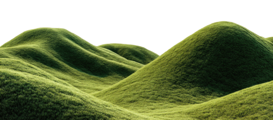 Green, grassy hills landscape against a black backdrop