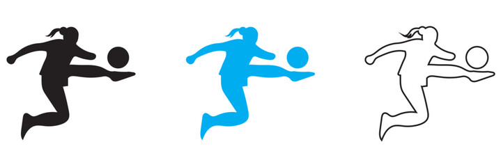 Soccer player icon. Female soccer football player vector illustration. EPS 10