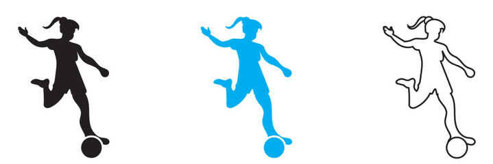 Soccer player icon. Female soccer football player vector illustration. EPS 10