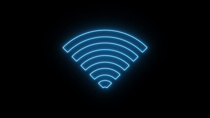 Wireless internet communication network icon vector symbol sign for web design technology, neon effect with alpha channel and transparent background. 4k animation video - Powered by Adobe