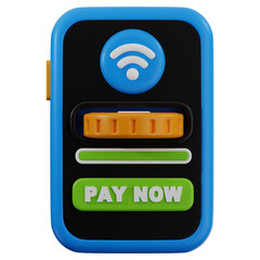 3D online transaction icon. 3D icon render of online transaction with transparent background.