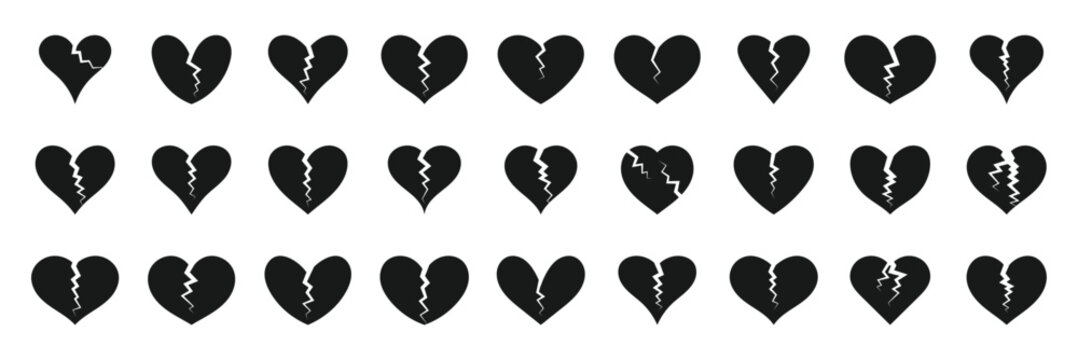 Broken heart icon vector pack. Best for web, mobile and app use. Vector illustration
