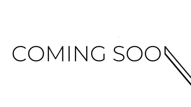 Minimalist 'Coming Soon' typography in black on a white background, an elegant graphic for an upcoming announcement or new launch 4K Motion Animations