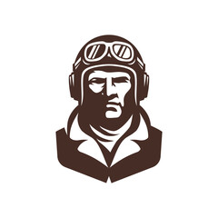 Bold vintage aviator with goggles and helmet, symbolizing courage, adventure, and classic pilot spirit,  retro style.