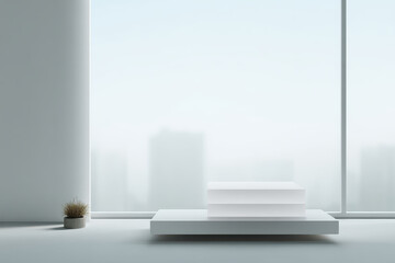 minimalist sketch concept of product interface featuring augmented reality elements and blurred white text bars