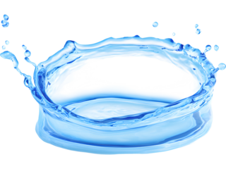 Blue water splash circle isolated on transparent background, perfect for freshness and eco-friendly design compositions.