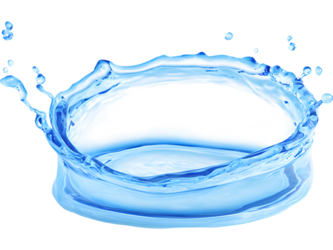 Blue water splash circle isolated on transparent background, perfect for freshness and eco-friendly design compositions.