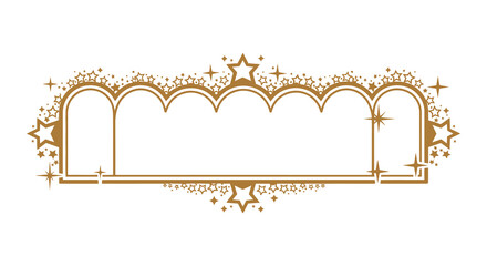 Ornate golden arched frame with stars and sparkles for text or design elements