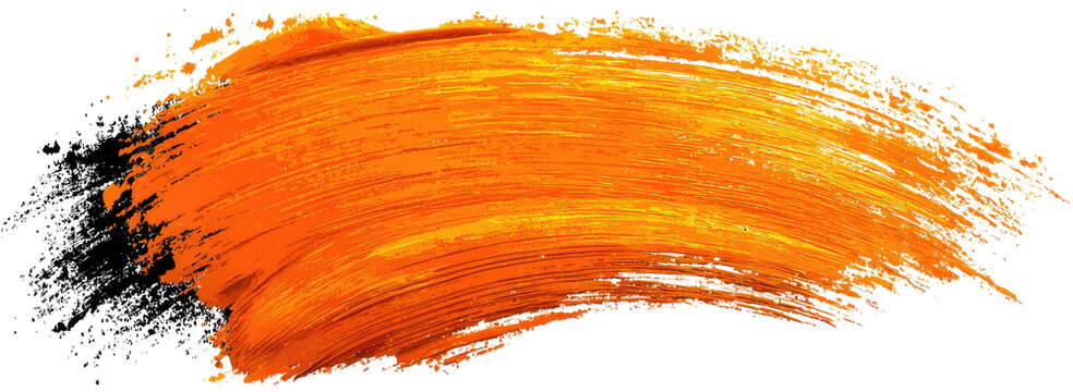 Orange paint stroke with grey fade on transparent - Powered by Adobe