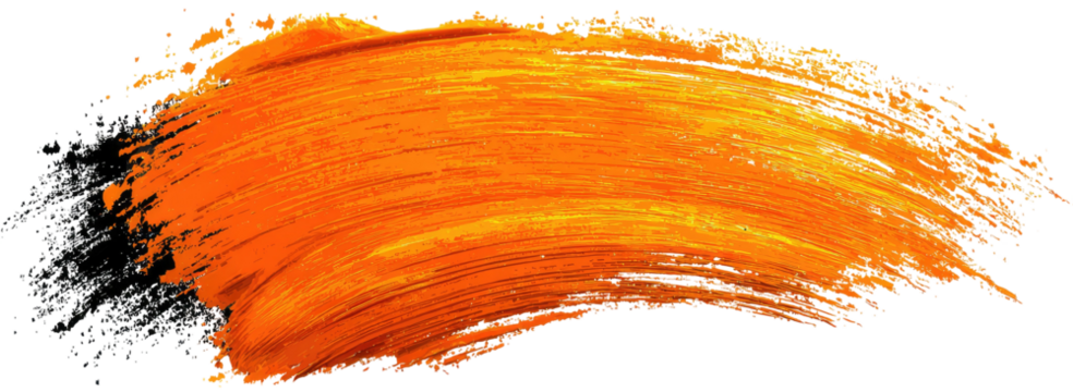 Orange paint stroke with grey fade on transparent