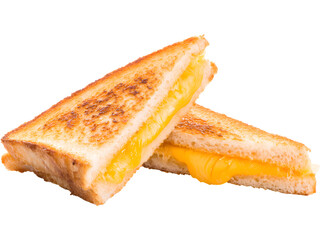 Cheese toasted sandwich isolated on transparent background, perfect for breakfast and snack design visuals..