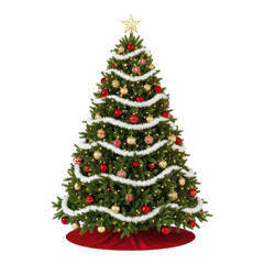 Beautifully decorated christmas tree, ready for gifts
