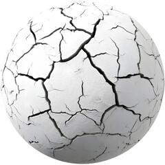 Cracked dry earth texture sphere isolated on transparent background, perfect for climate and environmental visuals..