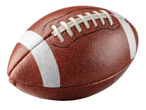 American football, textured, brown leather with white stripes