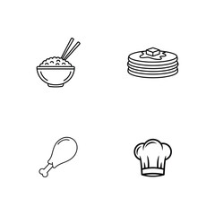 Cooking icon set. Including Chef, Recipe, Kitchen, Utensils, Ingredients, Bake, Cook, Pan, Spice, Meal. vector illustration